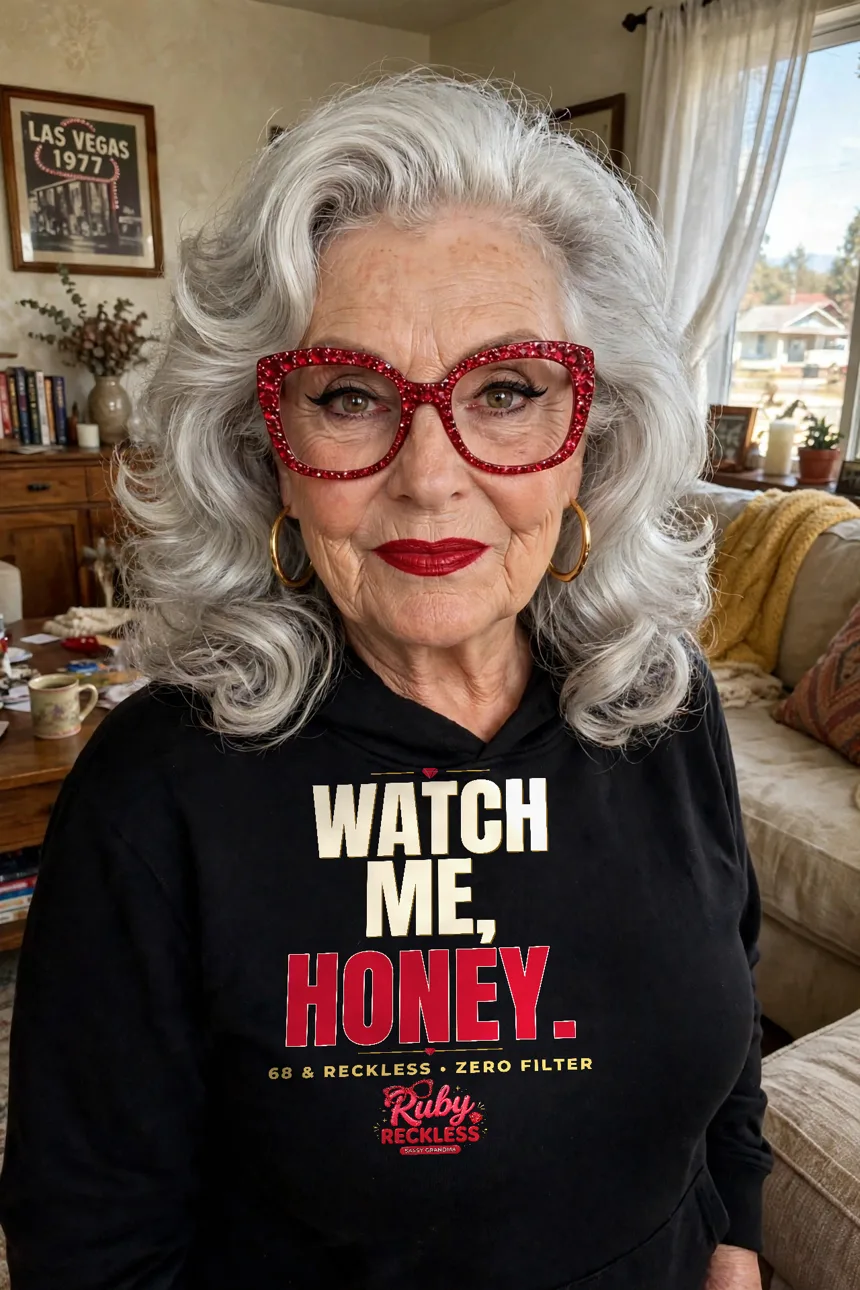 Watch Me, Honey hoodie mockup &mdash; Ruby Reckless catchphrase design